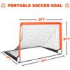 Simple Deluxe 2 Set Portable Soccer Goal, 4'x3' Pop Up Backyard Games and Training Soccer Net Includes 2 Oxford Cloth Bags, 8 Stakes and 200 PCS Cable Wire Zip Ties, Orange & Black view 2