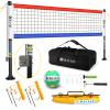 Airist Heavy Duty Volleyball Net Outdoor with Steel Anti-Sag System, Adjustable Aluminum Poles, Professional Volleyball Nets Set for Backyard and Beach, Ball and Carrying Bag (Blue and Red) view 1