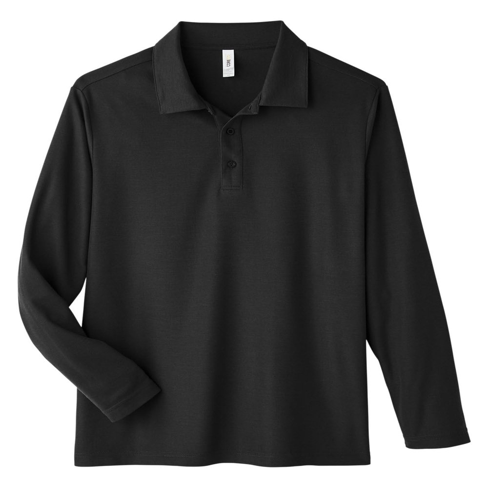 Core 365 Men's Fusion ChromaSoft Long-Sleeve Pique Polo - Black - 3XL
