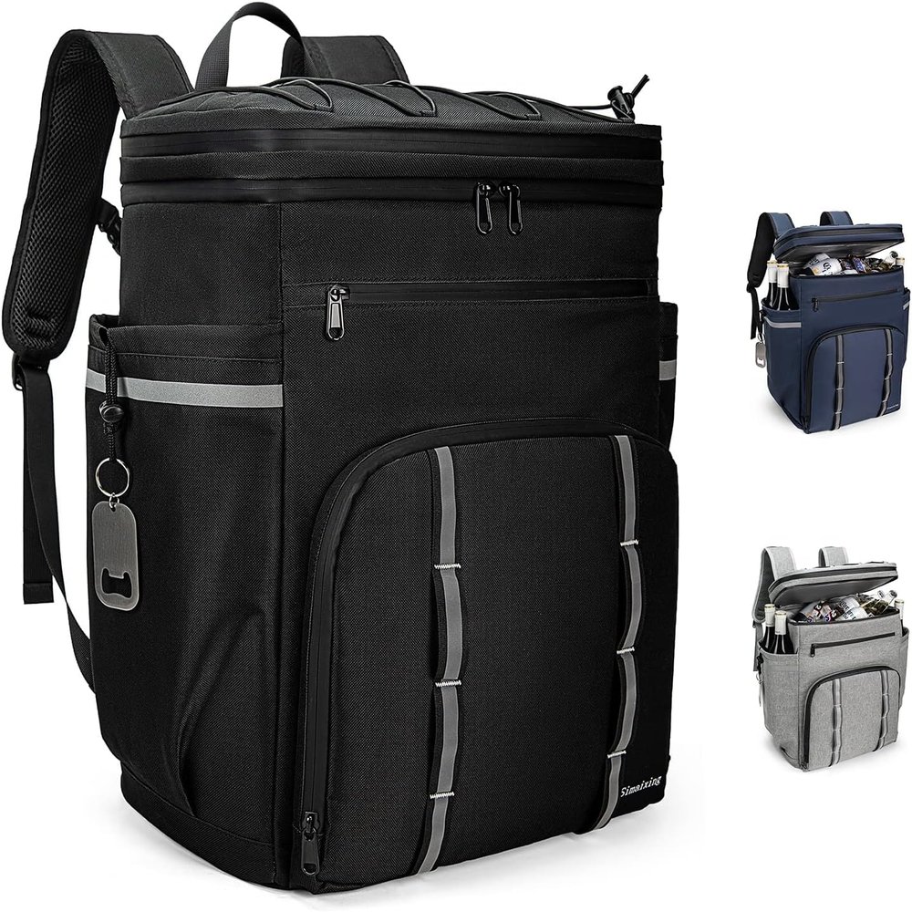 Simaixing Backpack Coolers Insulated Leakproof, 41L Large Capacity, Black, PEVA Material