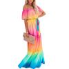 ACOSAP Women's Mexican Dress Summer Floral Print Off The Shoulder Sleeveless Beach Long Maxi Dress view 1