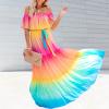 ACOSAP Women's Mexican Dress Summer Floral Print Off The Shoulder Sleeveless Beach Long Maxi Dress view 2