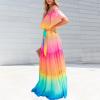 ACOSAP Women's Mexican Dress Summer Floral Print Off The Shoulder Sleeveless Beach Long Maxi Dress view 4