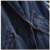 QIUFEN Ladies Denim Sleeveless Jacket - Chic Fashion Lapel Pocket Design Denim Outwear,Vintage Large Size Sleeveless Elastic Hole Womens Medium and Long Jacket,Autumn Slim Long Coat Female,Blue,XXL view 4