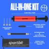 SPORTBIT Ballpump for Sports Balls - Basketball Pump for Sport Balls - Football & Soccer, Basketball, Volleyball Pump, Swim Inflatables - Hand Air Pump with 3 Needles, Nozzle, Extension Hose, Pouch view 2