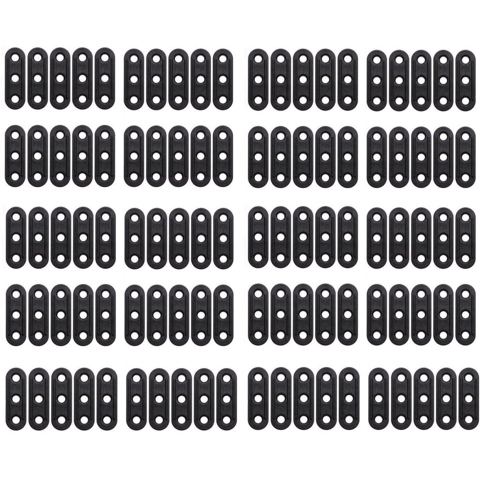 FASTROHY 100Pcs 3-Hole Tent Wind Rope Buckle Fastener for Outdoor Camping Awning Hiking Guyline, Cord Rope Tensioners Rope Adjuster, Camping Accessories Plastic Black