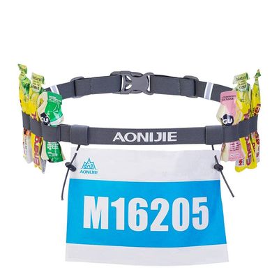 AONIJIE Triathlon Running Race Number Belt Adjustable Bib Holder with 6 Energy Gel Loops for Triathalon, Marathon, Running, Cycling (Grey)