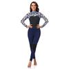 JECANG One-Pieces Diving Wetsuit for Womens, Full Body Diving Suit Back Zip Wetsuit for Diving Snorkeling Surfing Swimming (Black-Blue,S(155-160cm?41-48kg?) view 1