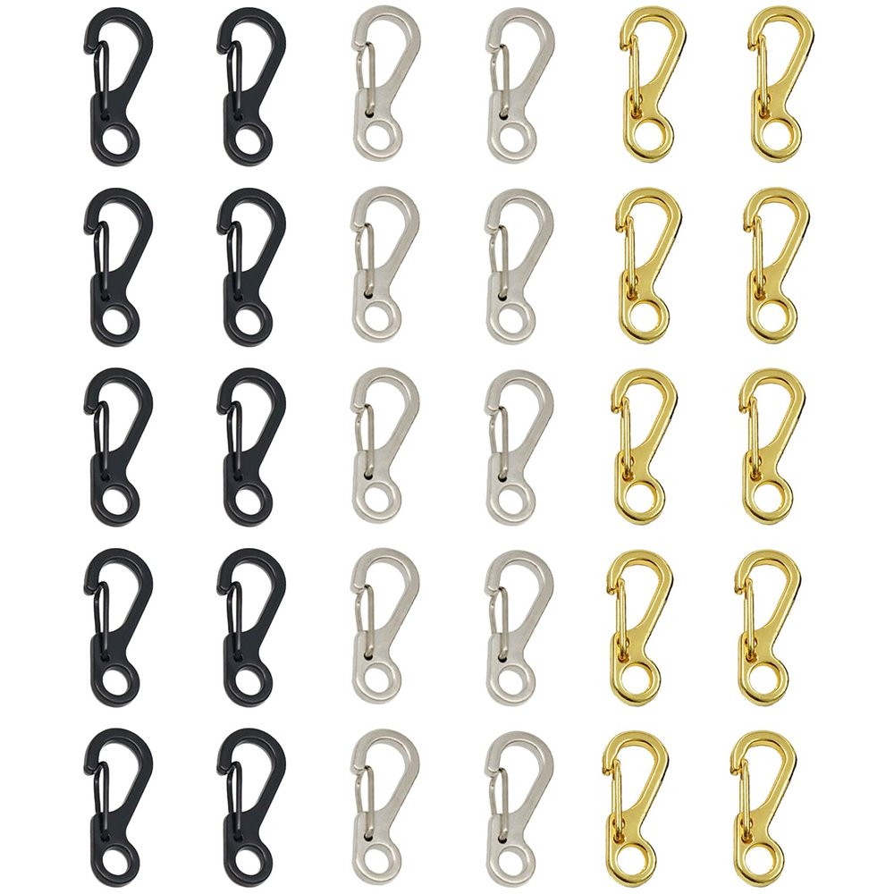 30PCS Mini Carabiner Clip, Small Carabiner Suitable for Use with Keychains, Flashlights, Tents, Ropes(S Shape)