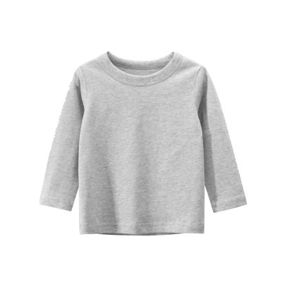 Toddler Kids Girls Boys Long Sleeve Basic T Shirt Casual Tees Shirt Tops Solid Color Long Sleeve Top (Grey, 2-3 Years)
