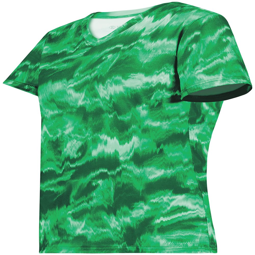 Holloway Women's Ladies Stock Cotton-Touch Poly Tee, Kelly Shockwave Print, Large