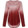 PBNBP Summer Fall Trendy Blouse for Women Printed Regular Sleeve Crew Neck Long Sleeve Tops Ombre Loose Fit Daily Shirts Blusas view 1