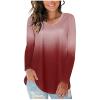 PBNBP Summer Fall Trendy Blouse for Women Printed Regular Sleeve Crew Neck Long Sleeve Tops Ombre Loose Fit Daily Shirts Blusas view 2