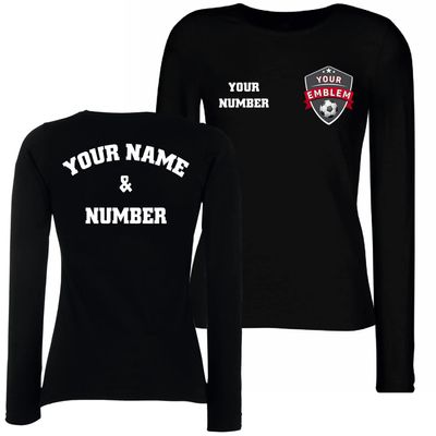 lepni.me Womens Football Shirt with Your Favourite Club Emblem Personalized Name and Number Custom Jersey Flag Badge Sport (XXL Black Multi Color)