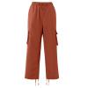 Cotton Cargo Trousers for Men,Solid Elastic Waist Straight Leg Slacks Slim Fit Bottoms Drawstring Pants for Men,Sweatpants Work Pants Compression Pants Hiking Pants Mens(Orange,Large) view 2