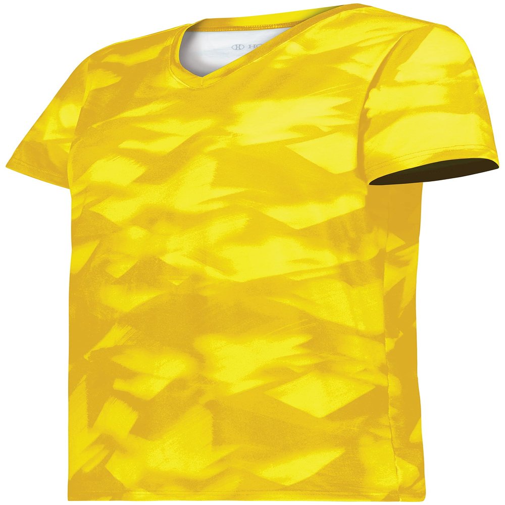 Holloway Women's Ladies Stock Cotton-Touch Poly Tee, Gold Glacier Print, Small