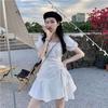 Mluvpxey Lolita Gothic Dress Women's Summer French Short Skirt with Puff Sleeves White Dress (Color : White, Size : X-Large) view 2