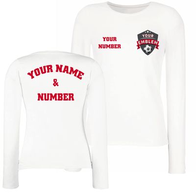 lepni.me Womens Football Shirt with Your Favourite Club Emblem Personalized Name and Number Custom Jersey Flag Badge Sport (L White Multi Color)