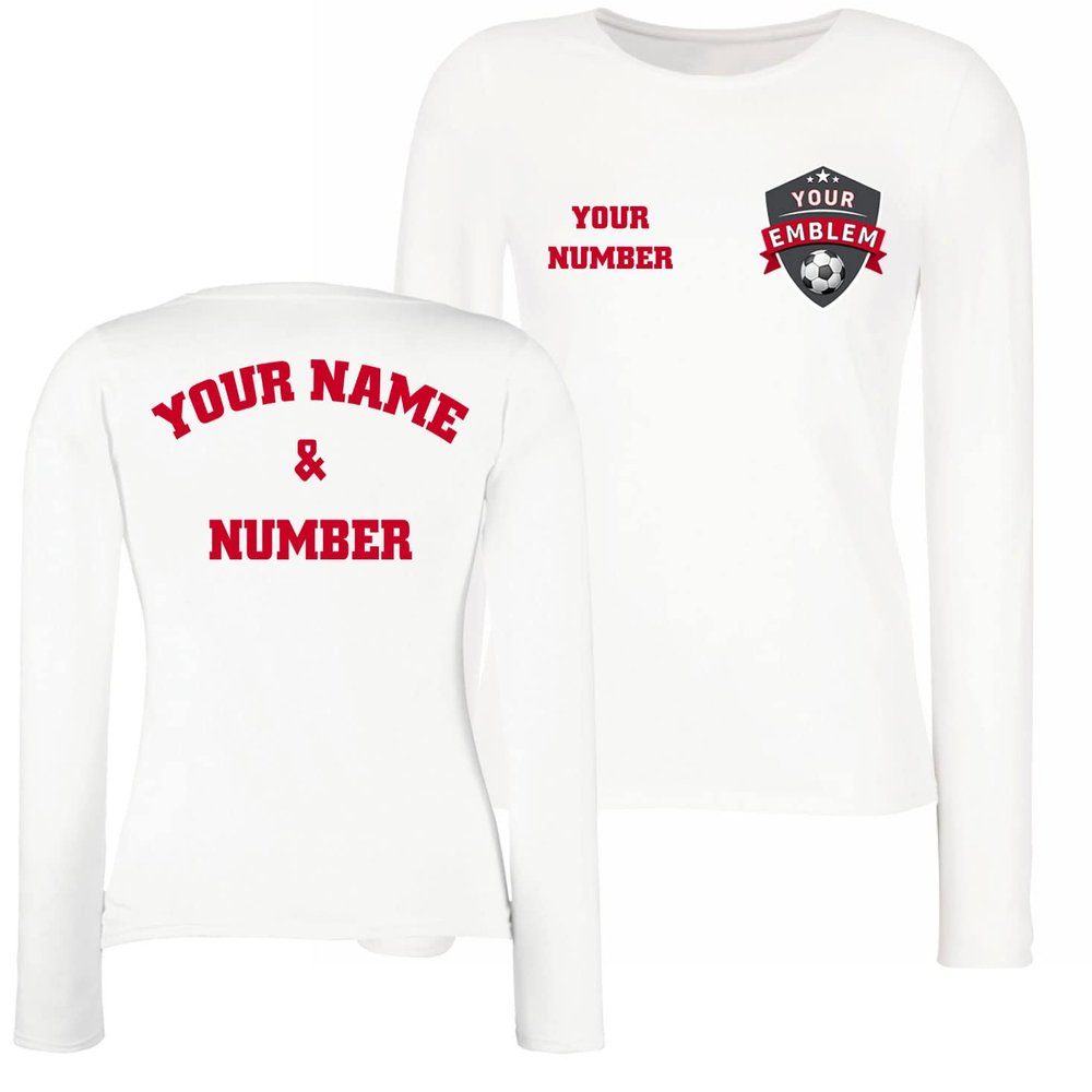 lepni.me Womens Football Shirt with Your Favourite Club Emblem Personalized Name and Number Custom Jersey Flag Badge Sport (L White Multi Color)