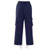Cotton Cargo Trousers for Men,Solid Elastic Waist Straight Leg Slacks Slim Fit Bottoms Drawstring Pants for Men,Sweatpants Work Pants Compression Pants Hiking Pants Mens(Navy,XX-Large) view 2