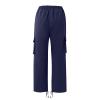 Cotton Cargo Trousers for Men,Solid Elastic Waist Straight Leg Slacks Slim Fit Bottoms Drawstring Pants for Men,Sweatpants Work Pants Compression Pants Hiking Pants Mens(Navy,XX-Large) view 3