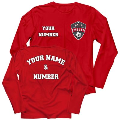 lepni.me Mens Football Shirt with Your Favourite Club Emblem Personalized Name Number Custom Jersey Flag Badge Sport Season (XL Red Multi Color)