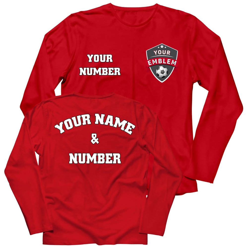 lepni.me Mens Football Shirt with Your Favourite Club Emblem Personalized Name Number Custom Jersey Flag Badge Sport Season (XL Red Multi Color)