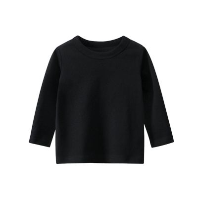 Toddler Kids Girls Boys Long Sleeve Basic T Shirt Casual Tees Shirt Tops Solid Color Tops for Kids (Black, 2-3 Years)