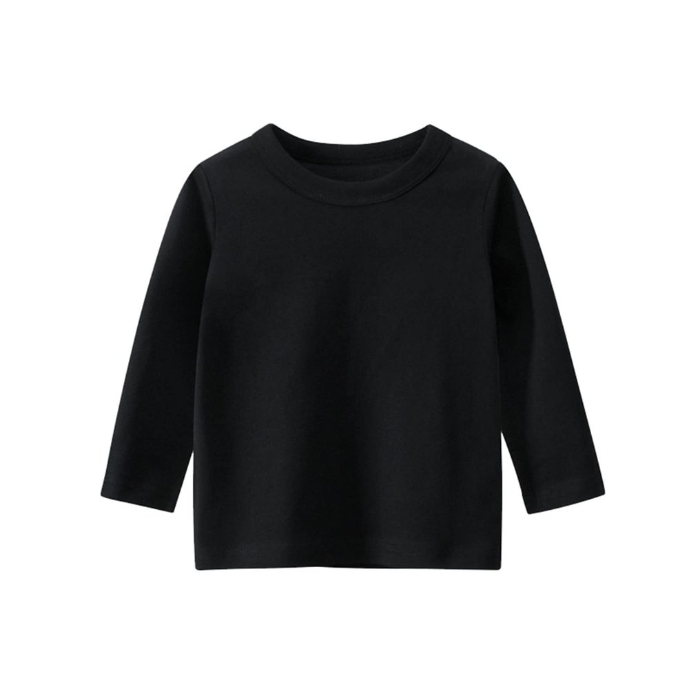 Toddler Kids Girls Boys Long Sleeve Basic T Shirt Casual Tees Shirt Tops Solid Color Tops for Kids (Black, 2-3 Years)