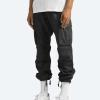 Cotton Cargo Trousers for Men,Solid Elastic Waist Straight Leg Slacks Slim Fit Bottoms Drawstring Pants for Men,Sweatpants Work Pants Compression Pants Hiking Pants Mens(Black,Small) view 3