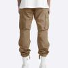 Cotton Cargo Trousers for Men,Solid Elastic Waist Straight Leg Slacks Slim Fit Bottoms Drawstring Pants for Men,Sweatpants Work Pants Compression Pants Hiking Pants Mens(Khaki,Medium) view 3
