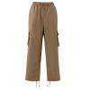 Cotton Cargo Trousers for Men,Solid Elastic Waist Straight Leg Slacks Slim Fit Bottoms Drawstring Pants for Men,Sweatpants Work Pants Compression Pants Hiking Pants Mens(Khaki,Medium) view 4