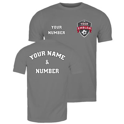 lepni.me Mens Football Shirt with Your Favourite Club Emblem Personalised Name Number Custom Jersey Flag Badge Sport Season (XL Graphite Multi Color)