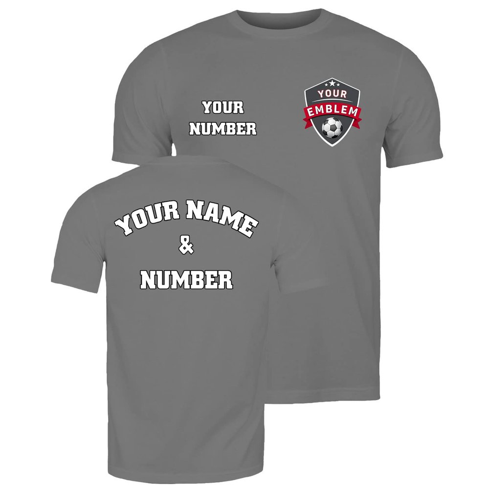lepni.me Mens Football Shirt with Your Favourite Club Emblem Personalised Name Number Custom Jersey Flag Badge Sport Season (XL Graphite Multi Color)