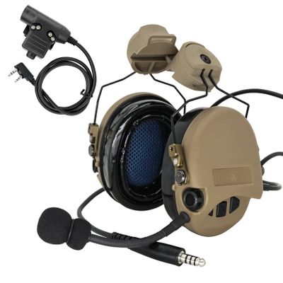 TSVISIONCORE Tactical Headset,ARC rail track adapter version,Noise Canceling Headphones for airsoft,shooting (Tan)