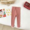 Infant Newborn Baby Girls Ribbed Solid Lace Edge Pants Trousers Leggings Girls Athletic Clothes (Pink, 0-6 Months) view 2