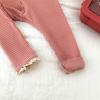Infant Newborn Baby Girls Ribbed Solid Lace Edge Pants Trousers Leggings Girls Athletic Clothes (Pink, 0-6 Months) view 4