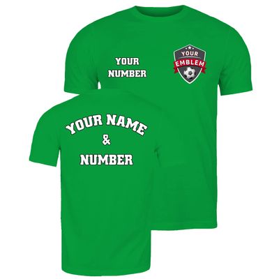 lepni.me Mens Football Shirt with Your Favourite Club Emblem Personalised Name Number Custom Jersey Flag Badge Sport Season (XXL Green Multi Color)