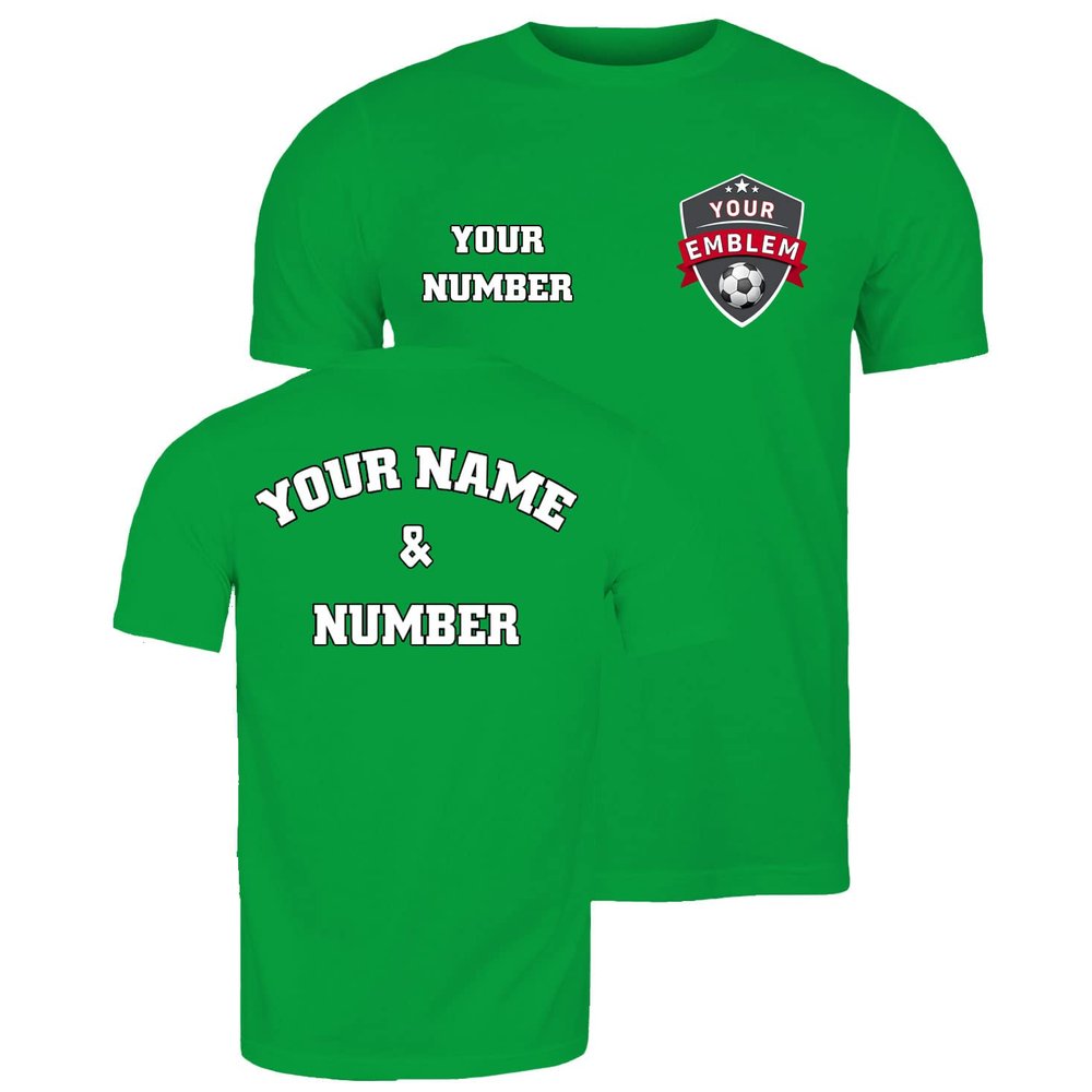 lepni.me Mens Football Shirt with Your Favourite Club Emblem Personalised Name Number Custom Jersey Flag Badge Sport Season (XXL Green Multi Color)