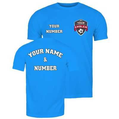 lepni.me Mens Football Shirt with Your Favourite Club Emblem Personalised Name Number Custom Jersey Flag Badge Sport Season (XXL Blue Multi Color)