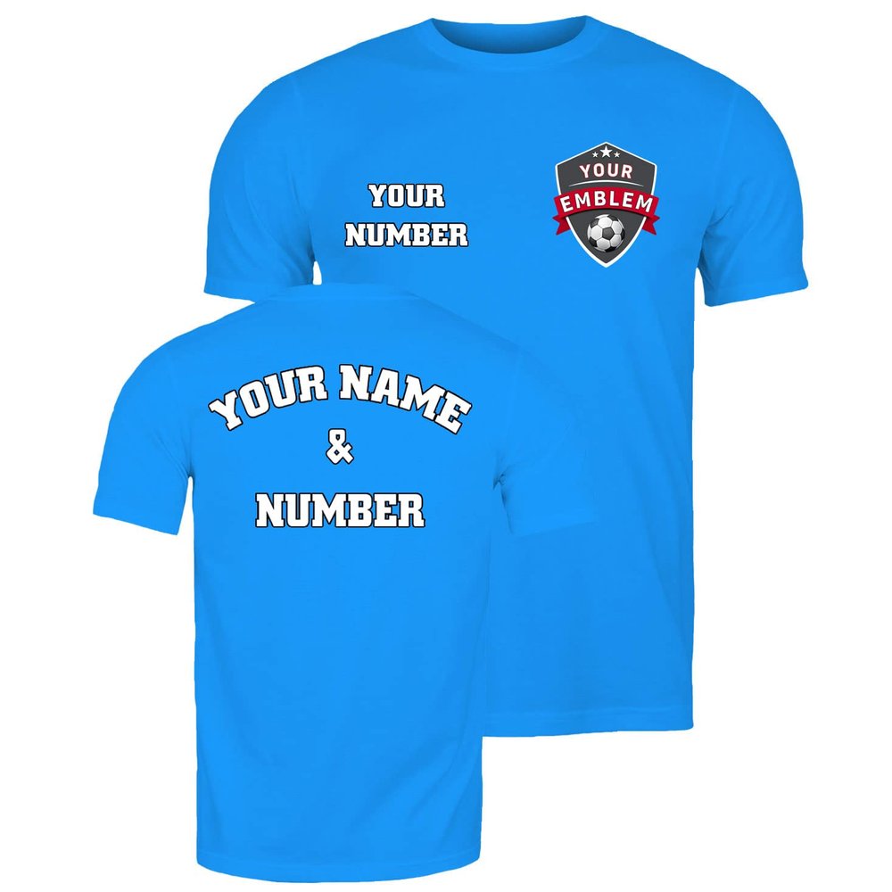 lepni.me Mens Football Shirt with Your Favourite Club Emblem Personalised Name Number Custom Jersey Flag Badge Sport Season (XXL Blue Multi Color)