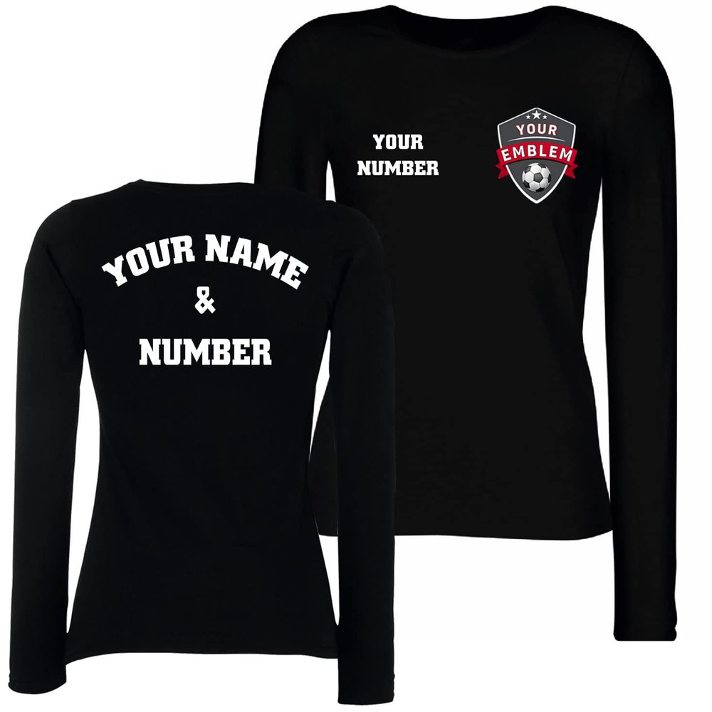 lepni.me Womens Football Shirt with Your Favourite Club Emblem Personalized Name and Number Custom Jersey Flag Badge Sport (XL Black Multi Color)