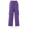 Cotton Cargo Trousers for Men,Solid Elastic Waist Straight Leg Slacks Slim Fit Bottoms Drawstring Pants for Men,Sweatpants Work Pants Compression Pants Hiking Pants Mens(Purple,Small) view 2