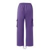 Cotton Cargo Trousers for Men,Solid Elastic Waist Straight Leg Slacks Slim Fit Bottoms Drawstring Pants for Men,Sweatpants Work Pants Compression Pants Hiking Pants Mens(Purple,Small) view 3