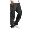 Cotton Cargo Trousers for Men,Solid Elastic Waist Straight Leg Slacks Slim Fit Bottoms Drawstring Pants for Men,Sweatpants Work Pants Compression Pants Hiking Pants Mens(Black,X-Large) view 2