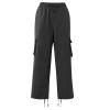 Cotton Cargo Trousers for Men,Solid Elastic Waist Straight Leg Slacks Slim Fit Bottoms Drawstring Pants for Men,Sweatpants Work Pants Compression Pants Hiking Pants Mens(Black,X-Large) view 4