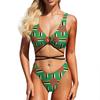 Dominica Flag Womens Bikini Set High Waisted Criss Cross Two Piece Swimsuit Bathing Suit White view 1