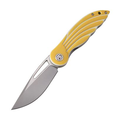 Petrified fish PFE06 Nightingale,3.07" 14C28N Blade,87g G10 Handle Front Flipper Liner lock Folding knife (Yellow)