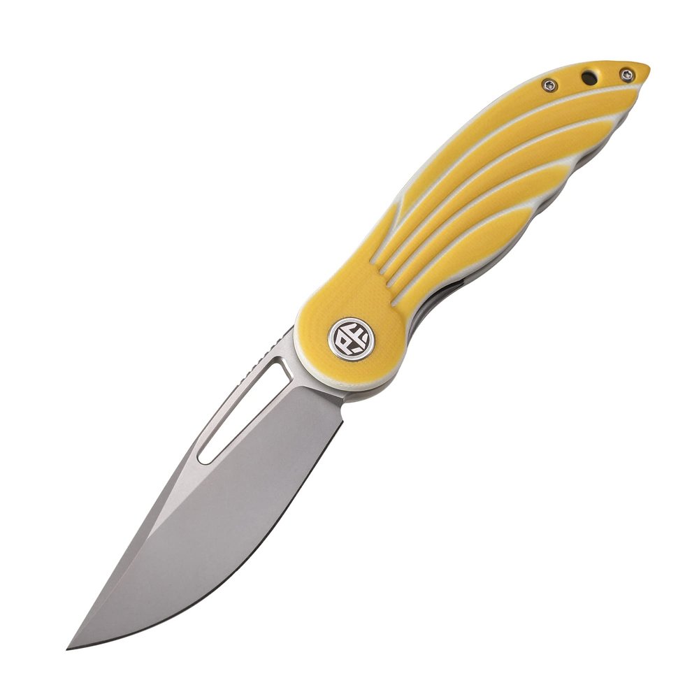 Petrified fish PFE06 Nightingale,3.07" 14C28N Blade,87g G10 Handle Front Flipper Liner lock Folding knife (Yellow)