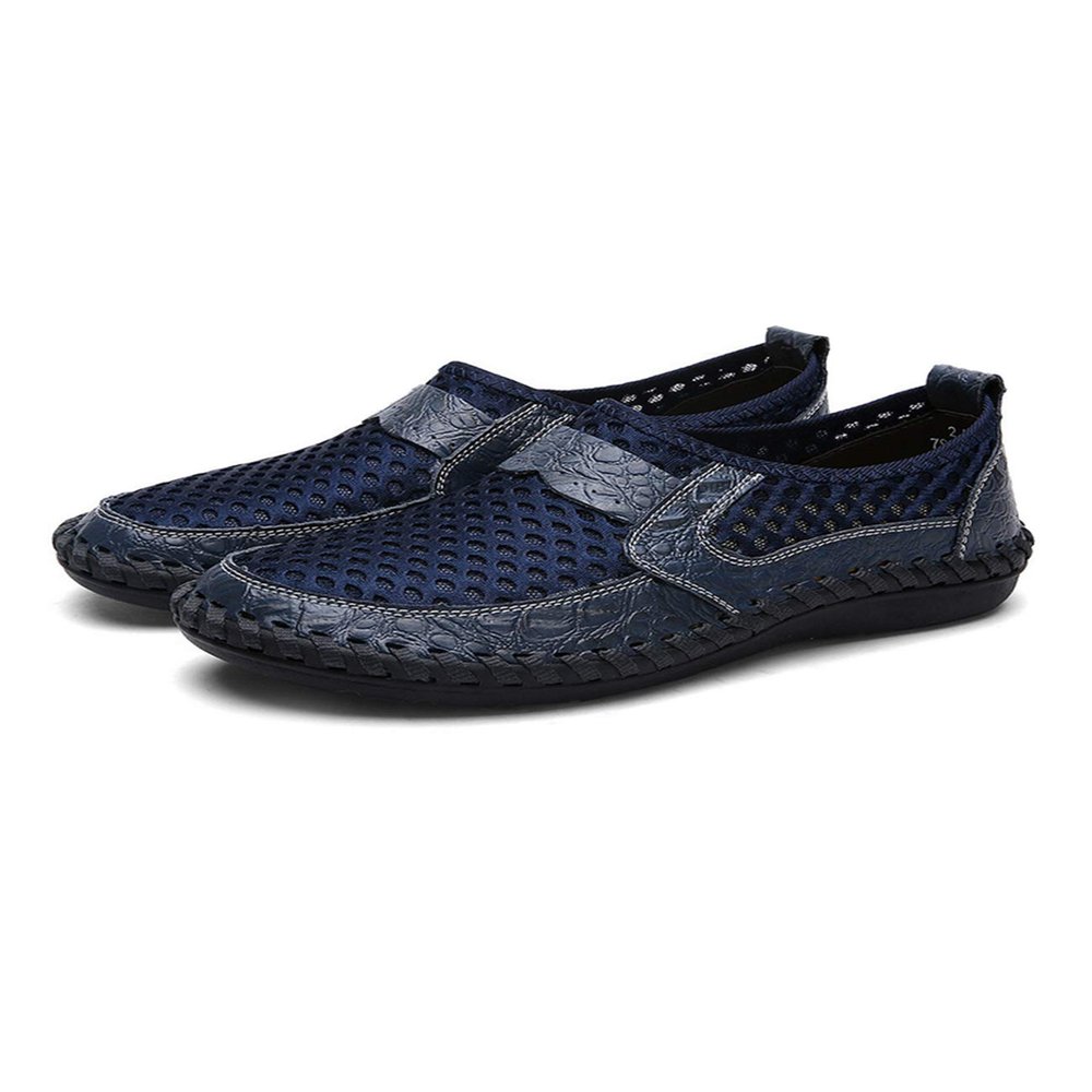 Bestgift Men's Mesh Breathable Casual Shoes Soft Peas Shoes Blue 50